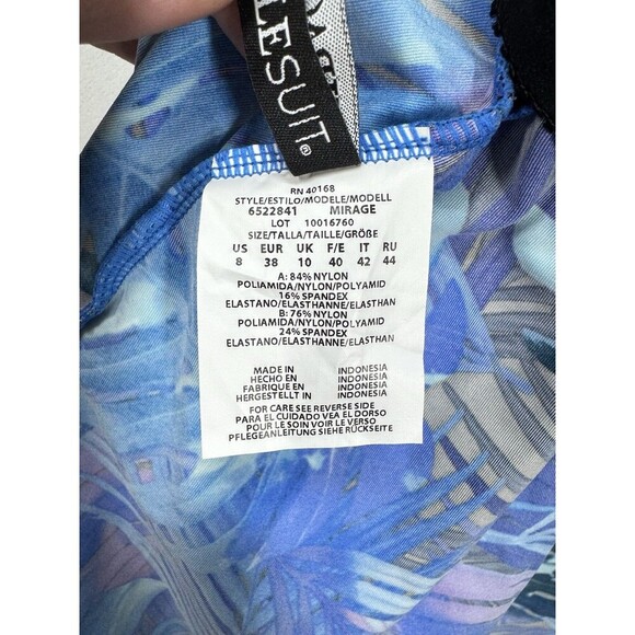 Miraclesuit Tankini Swim Top Sz 8 Royal Palms Mirage Underwire Tummy Control NEW - Picture 8 of 11
